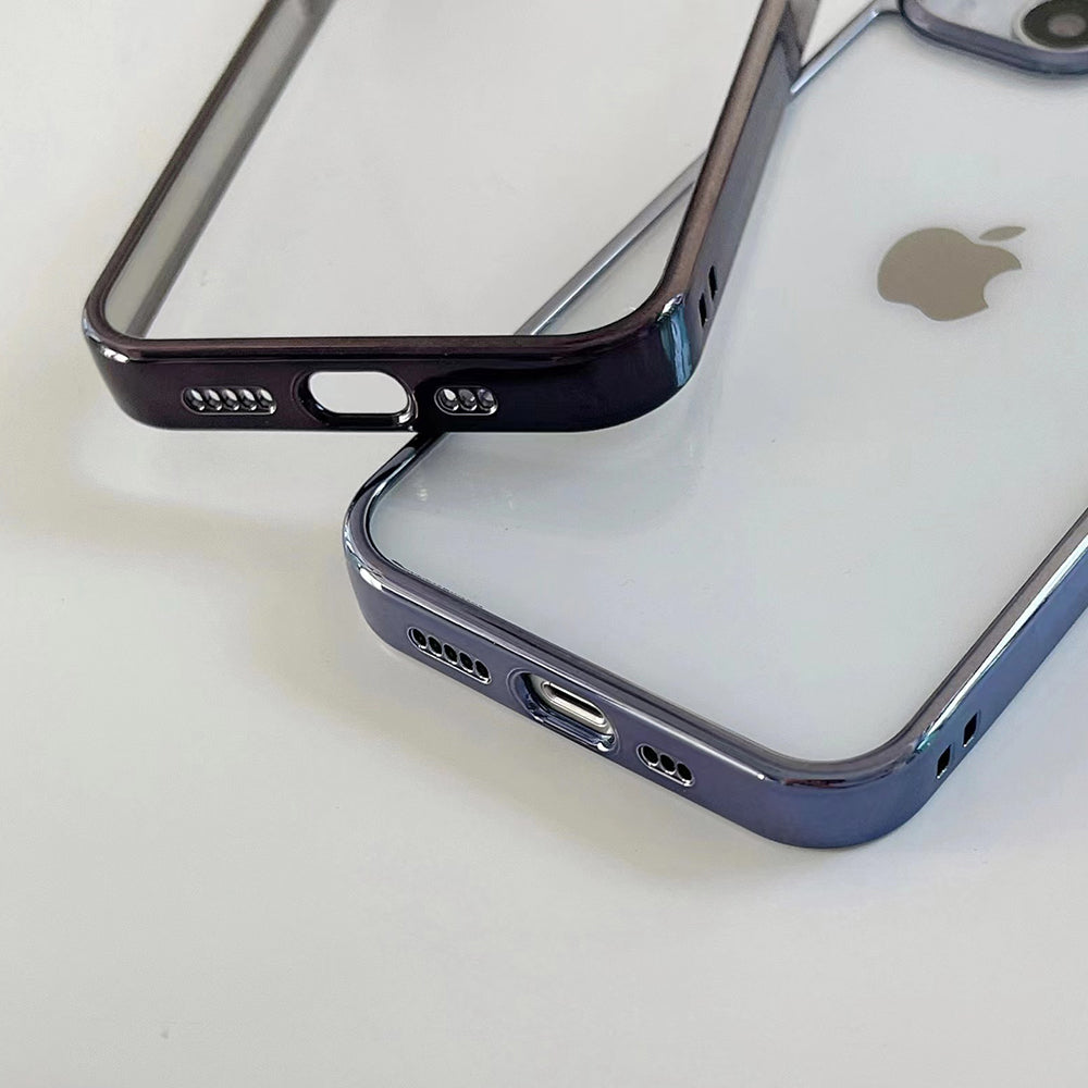 TPU+PC Phone Case for iPhone 15 Pro Max Anti-Drop Electroplating Clear Slim Phone Cover - Black