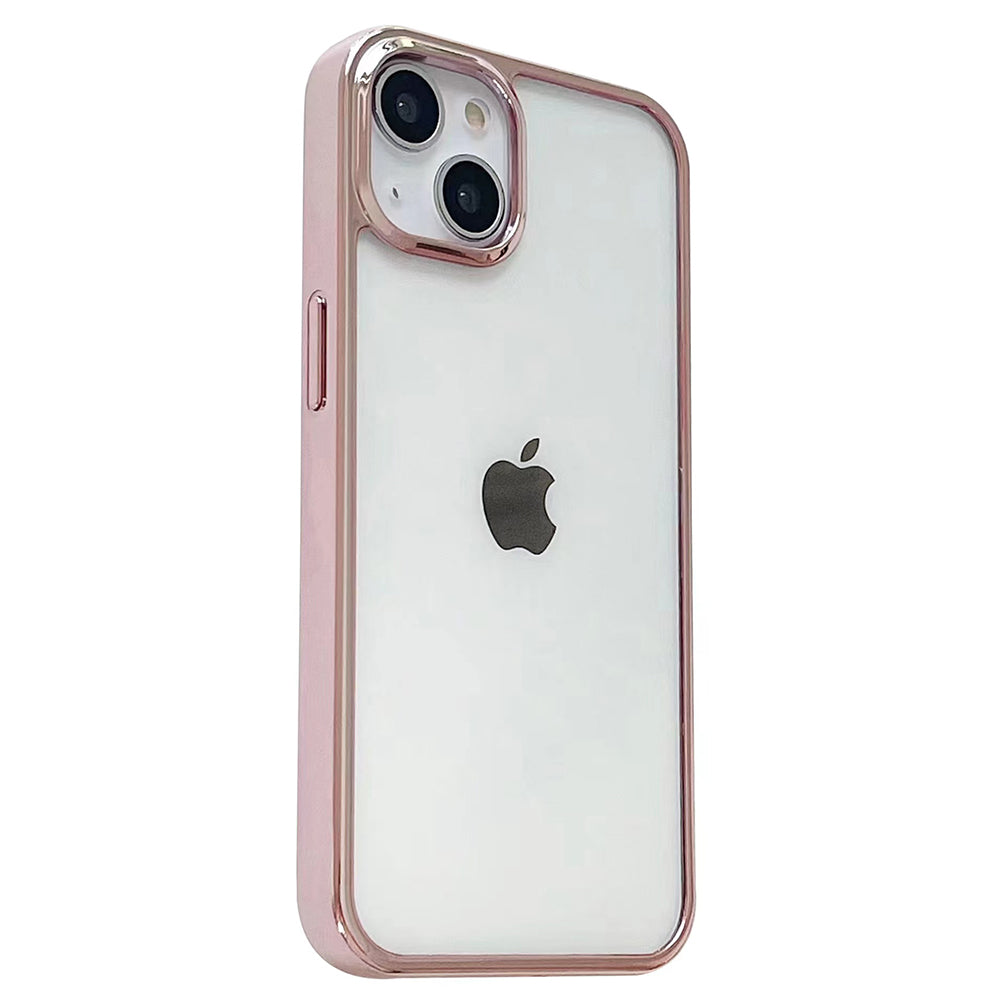 TPU+PC Phone Case for iPhone 15 Pro Max Anti-Drop Electroplating Clear Slim Phone Cover - Pink