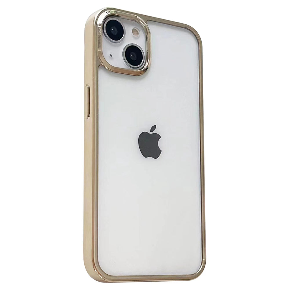 TPU+PC Phone Case for iPhone 15 Pro Max Anti-Drop Electroplating Clear Slim Phone Cover - Gold