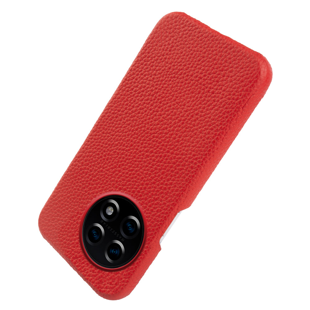 For OnePlus 11 5G Fall Proof Phone Cover Genuine Cow Leather Coated PC Case Compatible with MagSafe - Red