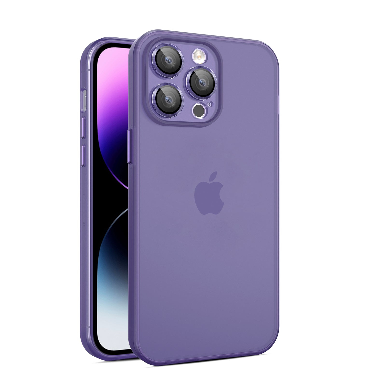 TPU+PC Hybrid Cases for iPhone 15 Pro Skin-touch Shockproof Translucent Frosted Phone Back Cover - Dark Purple
