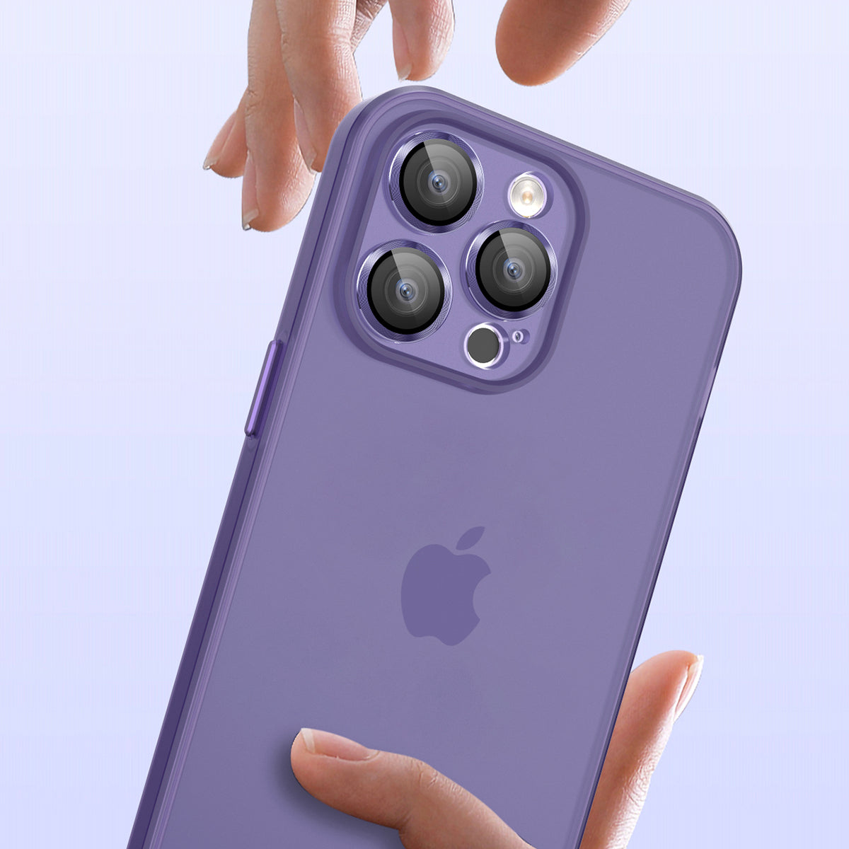 TPU+PC Hybrid Cases for iPhone 15 Pro Skin-touch Shockproof Translucent Frosted Phone Back Cover - Dark Purple