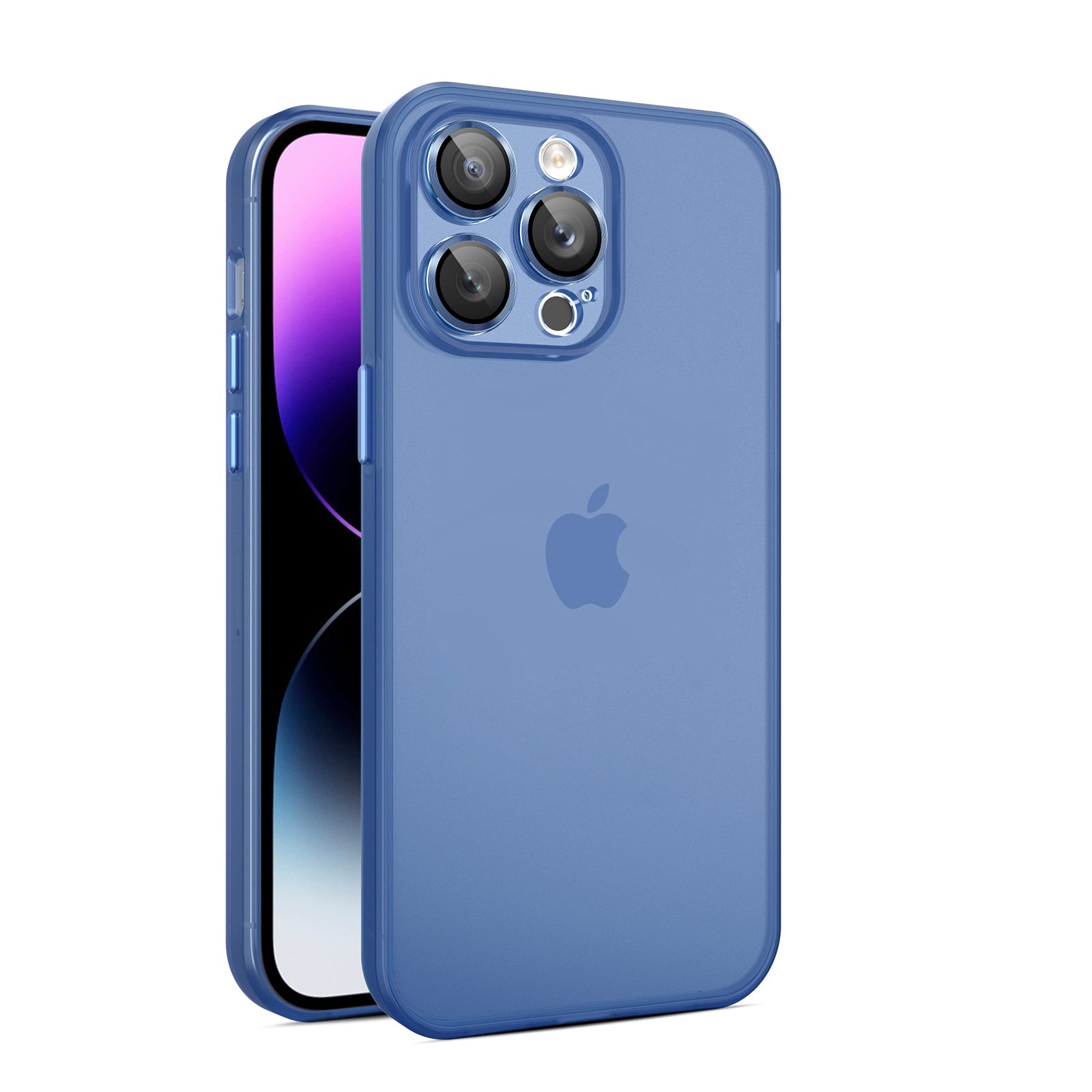 TPU+PC Hybrid Cases for iPhone 15 Pro Skin-touch Shockproof Translucent Frosted Phone Back Cover - Blue