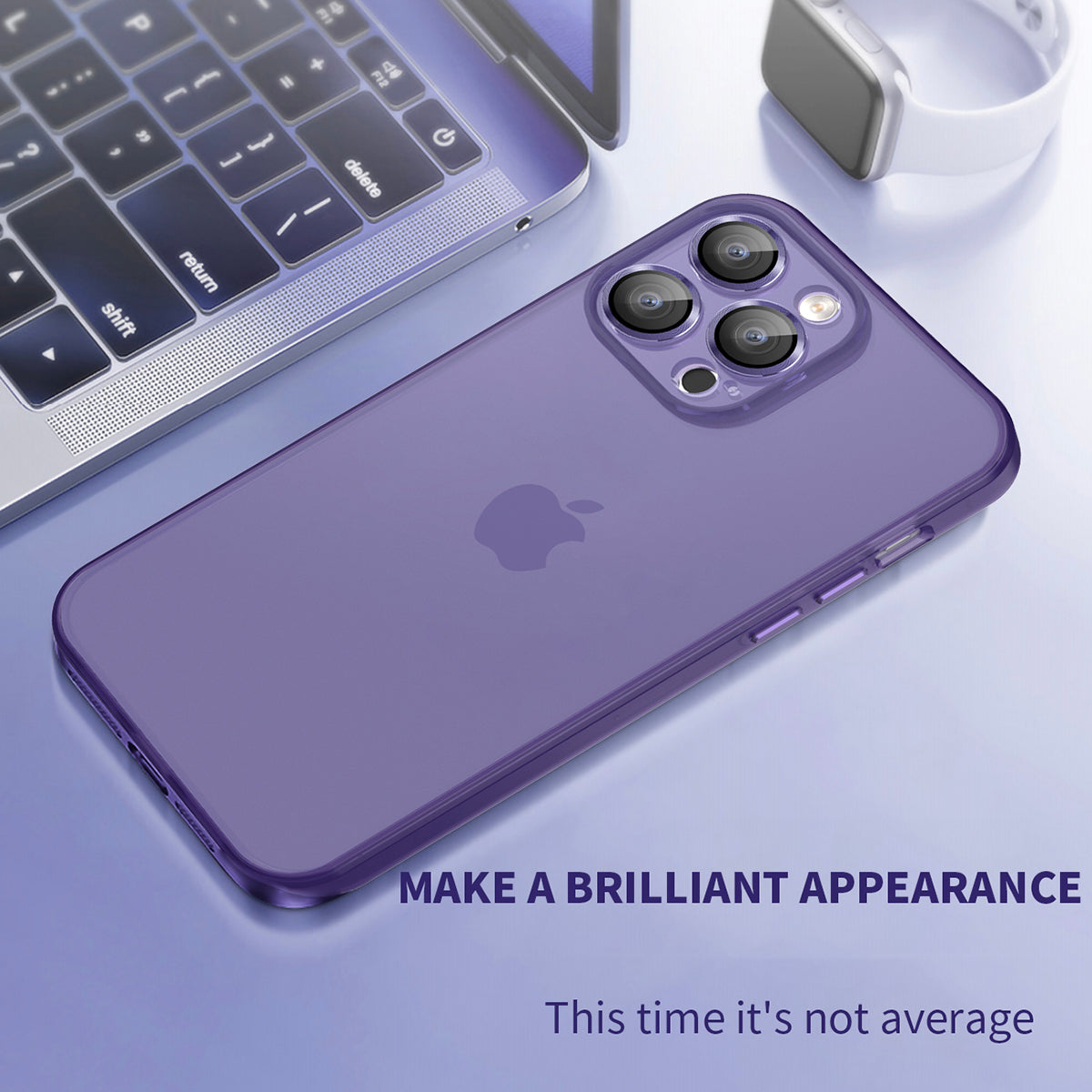TPU+PC Hybrid Cases for iPhone 15 Pro Skin-touch Shockproof Translucent Frosted Phone Back Cover - Blue