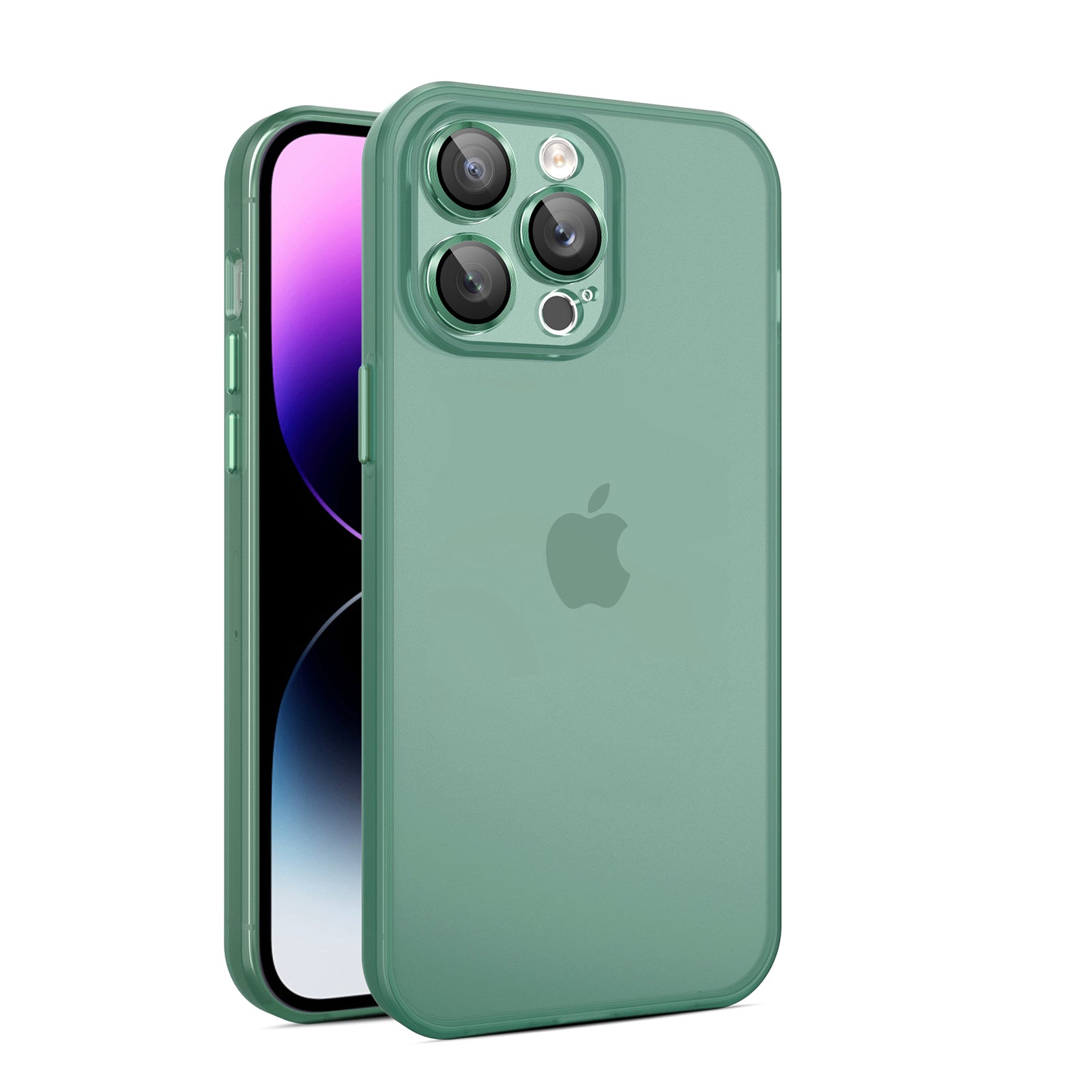 TPU+PC Hybrid Cases for iPhone 15 Pro Skin-touch Shockproof Translucent Frosted Phone Back Cover - Green