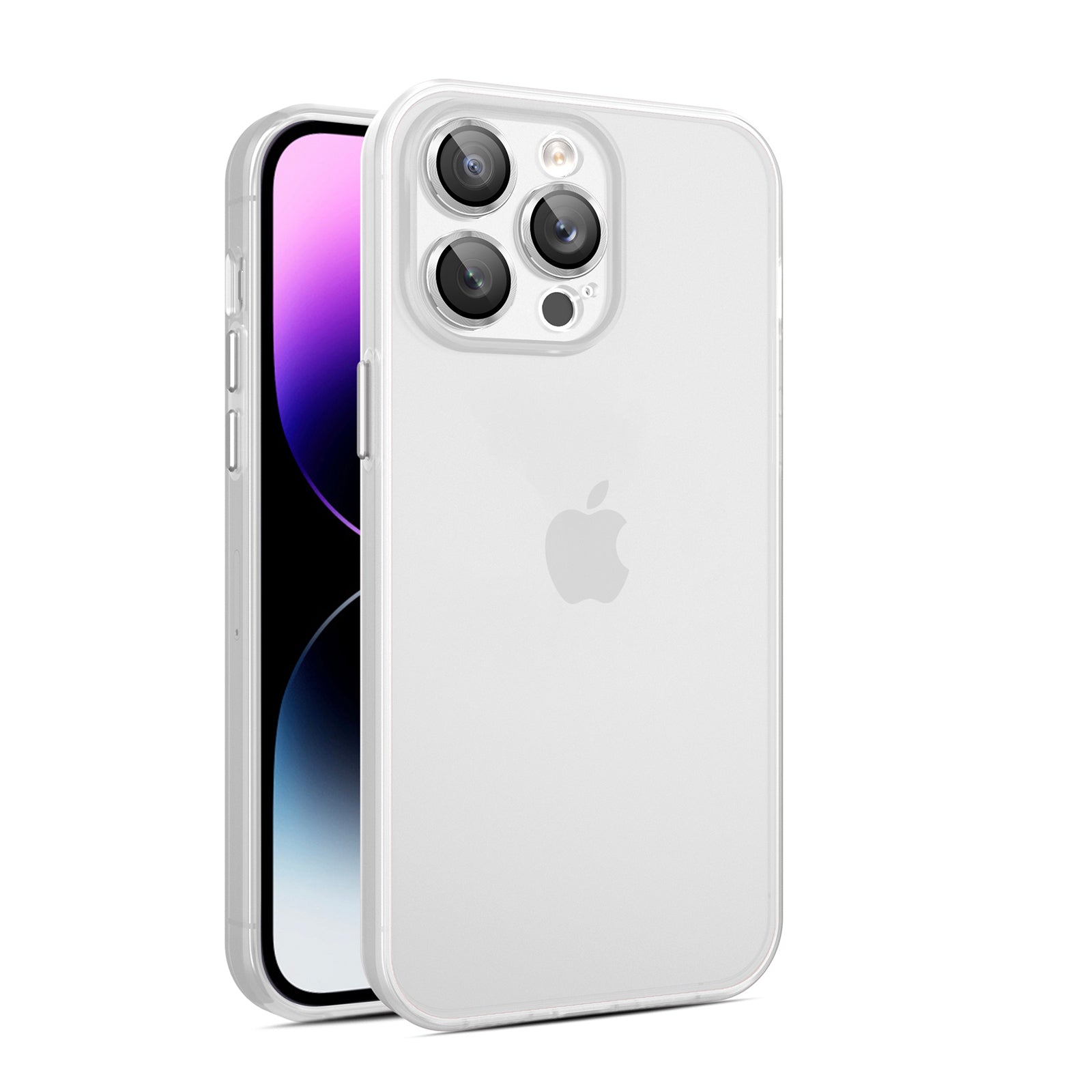TPU+PC Hybrid Cases for iPhone 15 Pro Skin-touch Shockproof Translucent Frosted Phone Back Cover - White