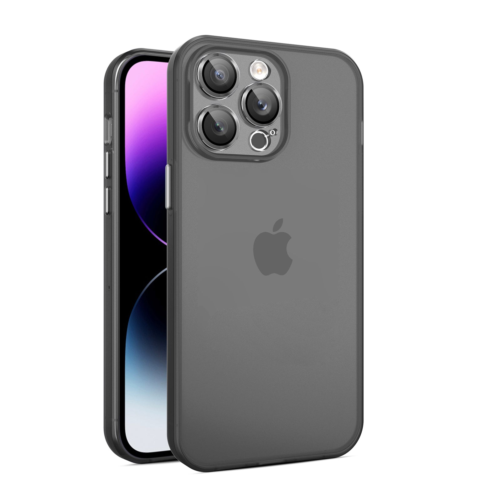 TPU+PC Hybrid Cases for iPhone 15 Pro Skin-touch Shockproof Translucent Frosted Phone Back Cover - Black
