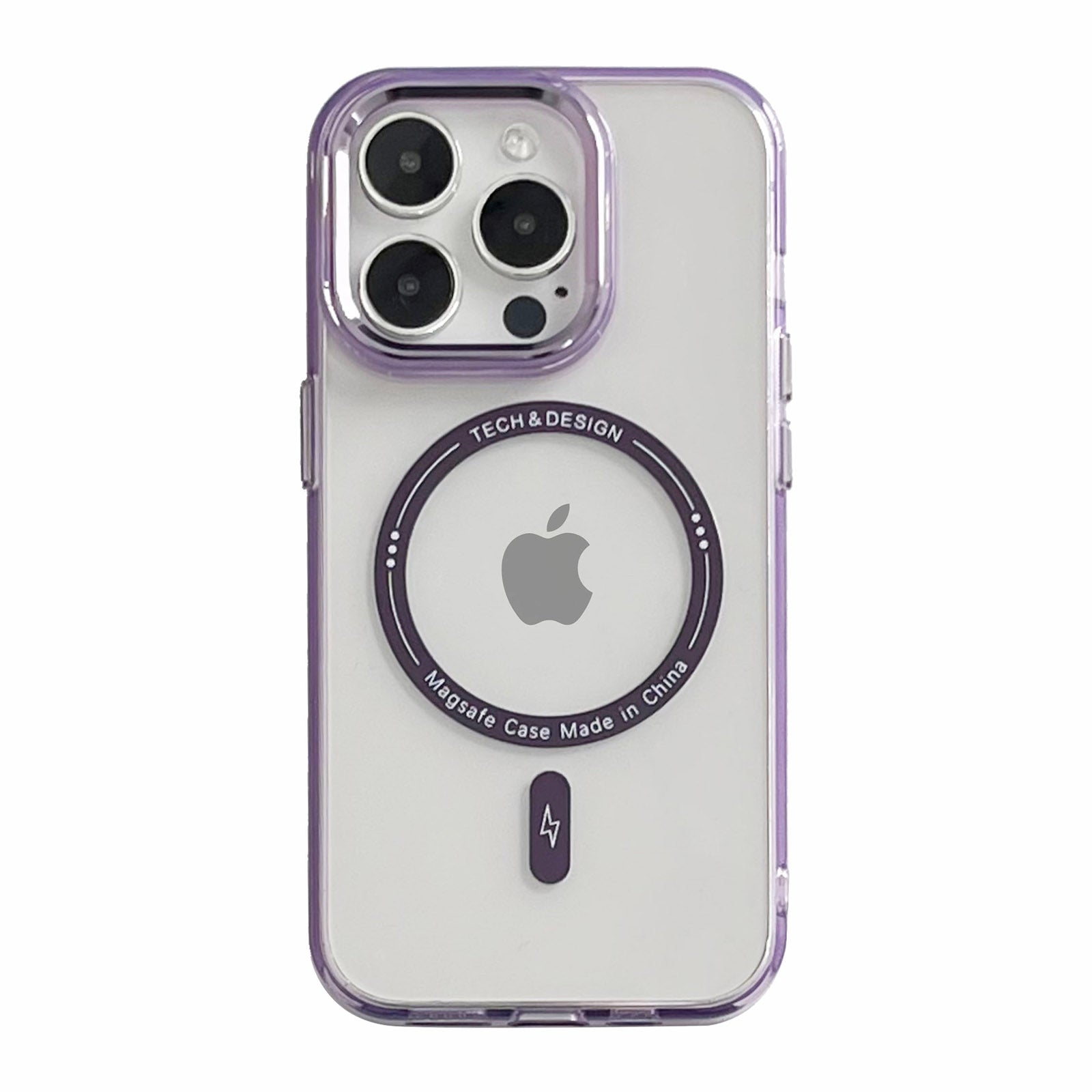 Transparent TPU+PC Phone Case for iPhone 15 Pro Max Drop-proof Phone Back Cover Compatible with MagSafe - Purple