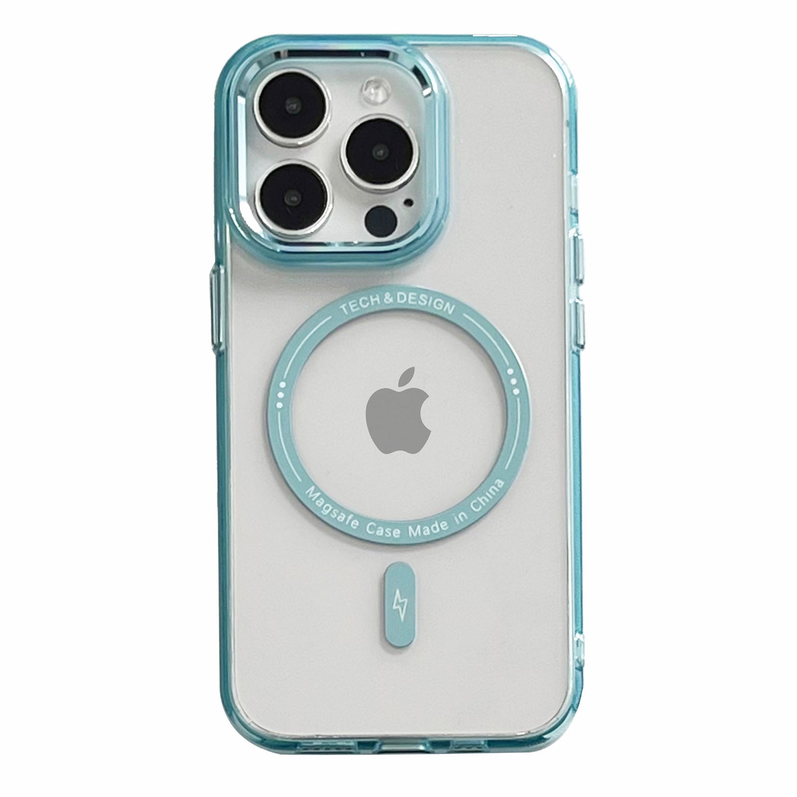 Transparent TPU+PC Phone Case for iPhone 15 Pro Max Drop-proof Phone Back Cover Compatible with MagSafe - Blue
