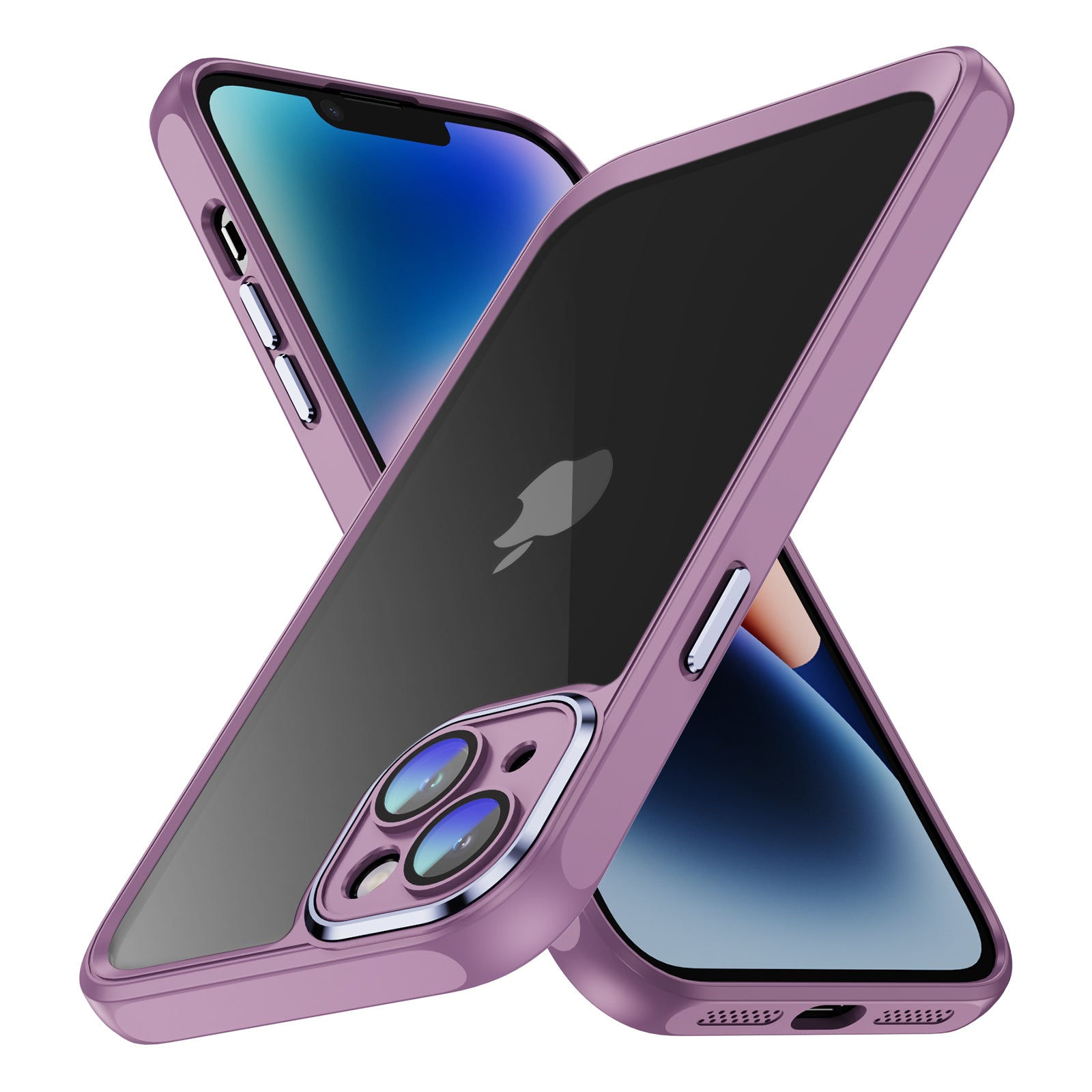 Transparent Phone Case for iPhone 15 Plus , Camera Lens Protector Acrylic+TPU Phone Back Cover - Light Purple