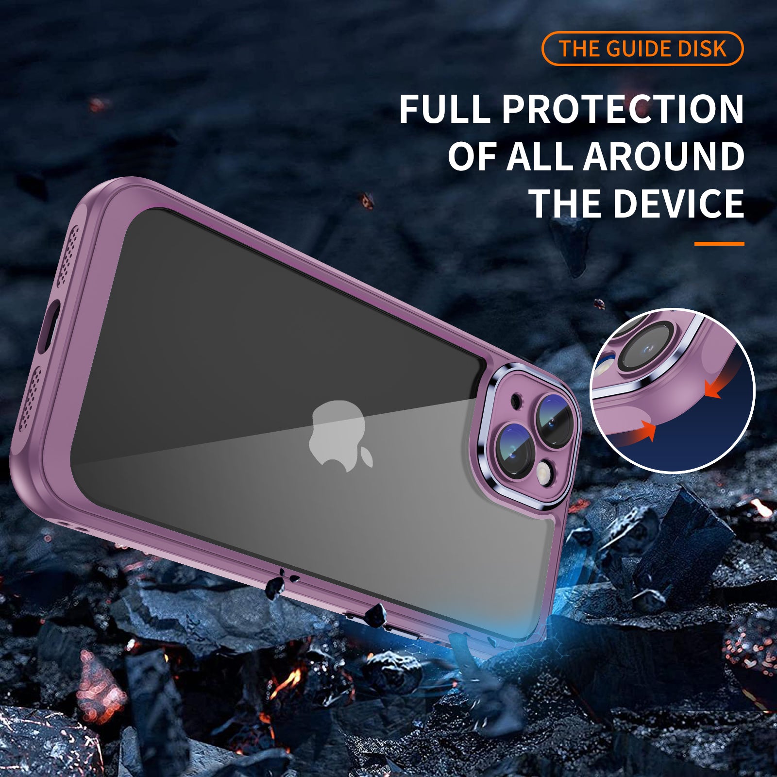 Transparent Phone Case for iPhone 15 Plus , Camera Lens Protector Acrylic+TPU Phone Back Cover - Light Purple