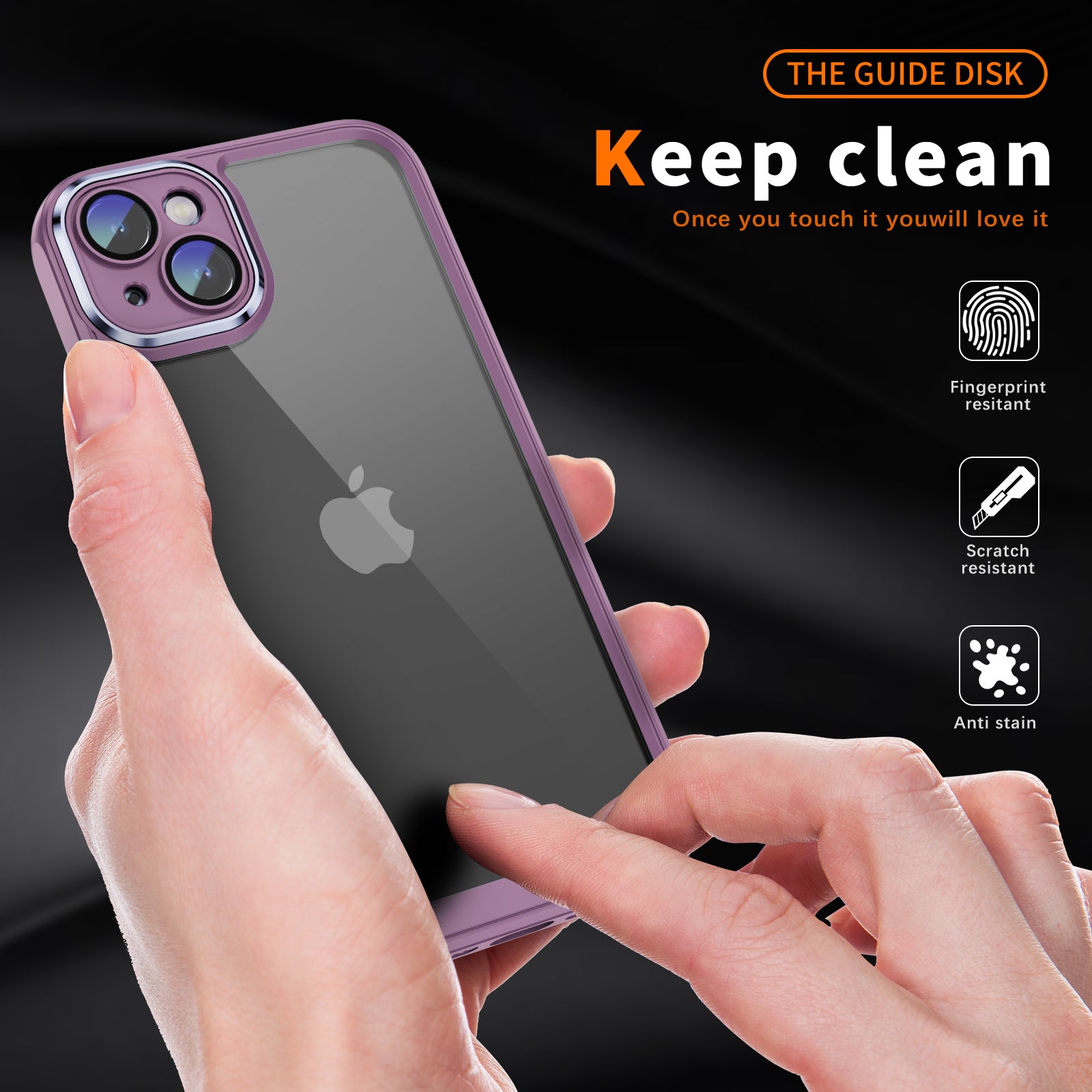 Transparent Phone Case for iPhone 15 Plus , Camera Lens Protector Acrylic+TPU Phone Back Cover - Light Purple