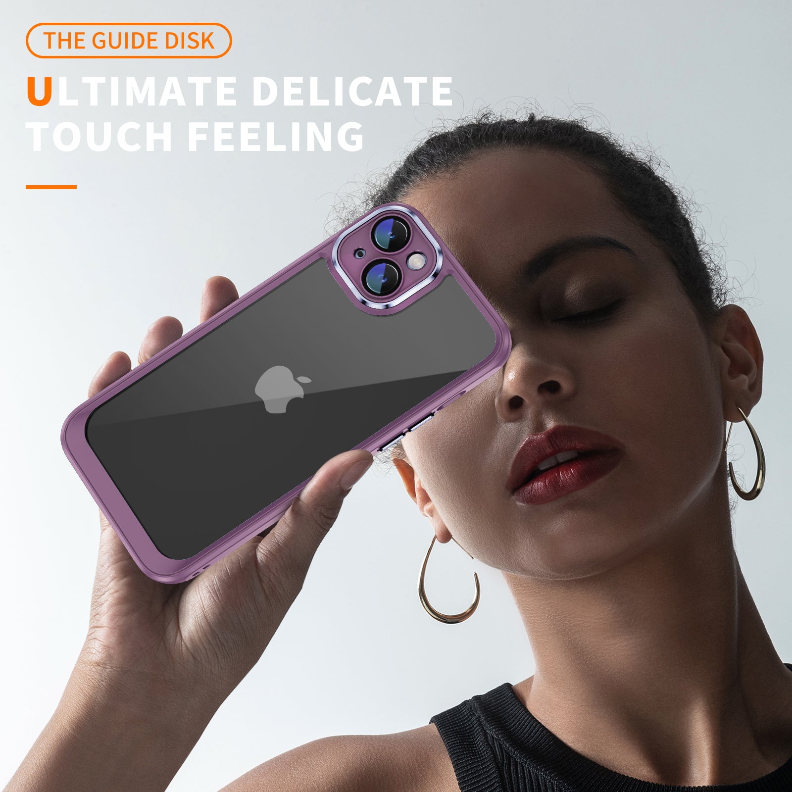 Transparent Phone Case for iPhone 15 Plus , Camera Lens Protector Acrylic+TPU Phone Back Cover - Light Purple