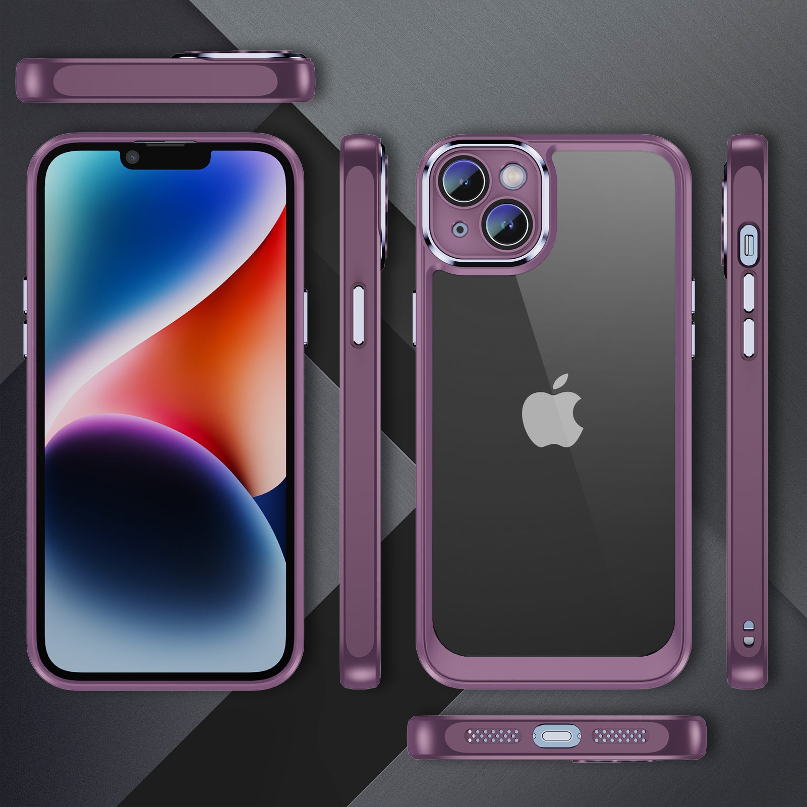 Transparent Phone Case for iPhone 15 Plus , Camera Lens Protector Acrylic+TPU Phone Back Cover - Light Purple