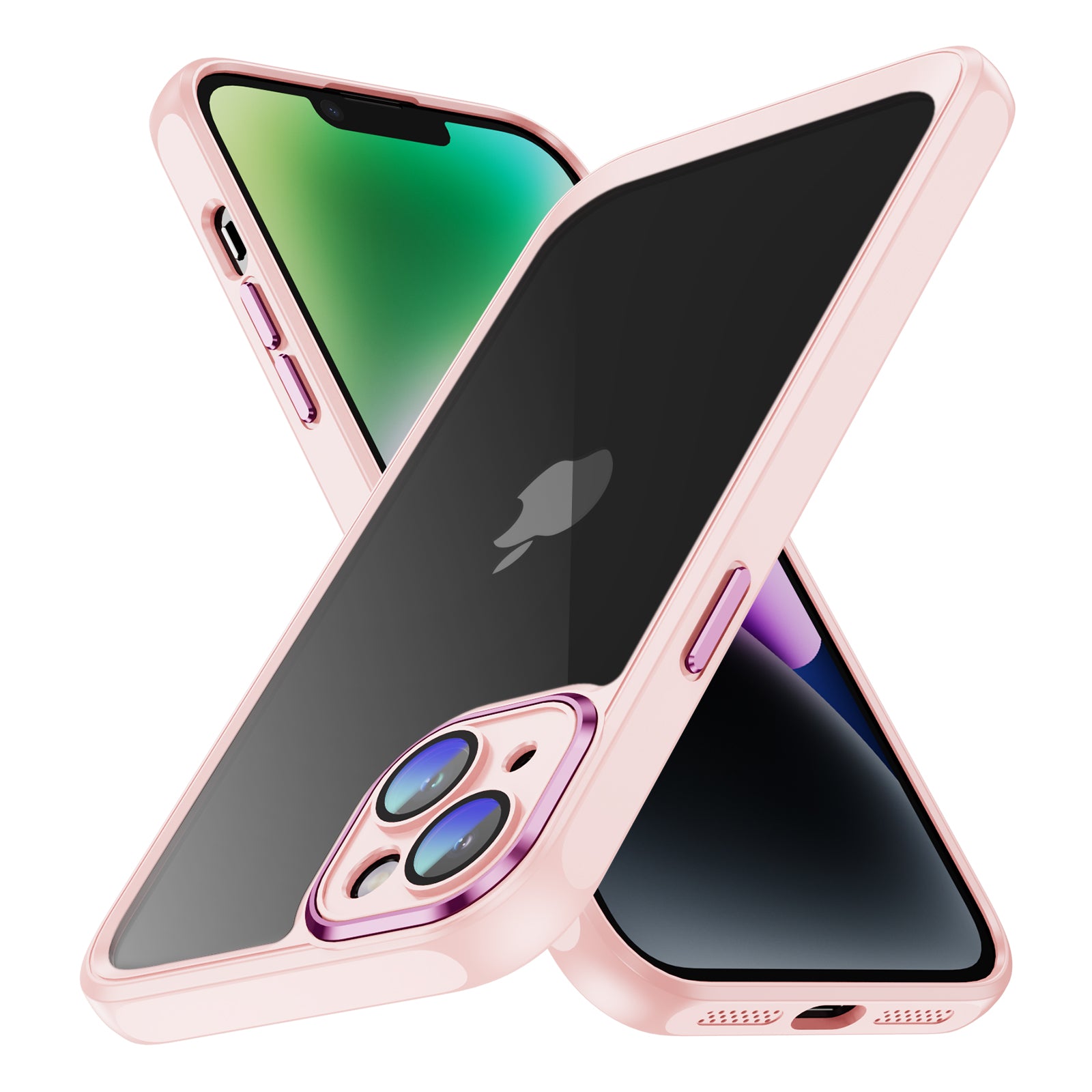 Transparent Phone Case for iPhone 15 Plus , Camera Lens Protector Acrylic+TPU Phone Back Cover - Apricot