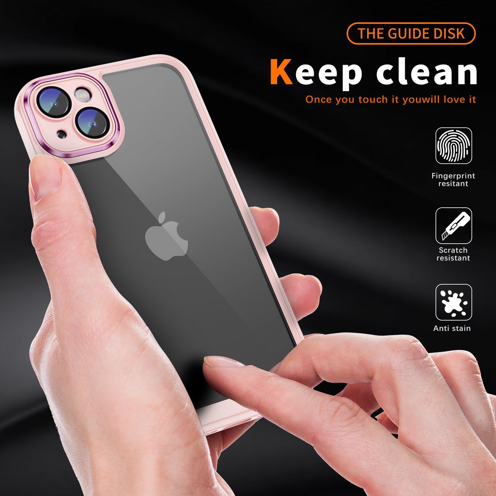 Transparent Phone Case for iPhone 15 Plus , Camera Lens Protector Acrylic+TPU Phone Back Cover - Apricot