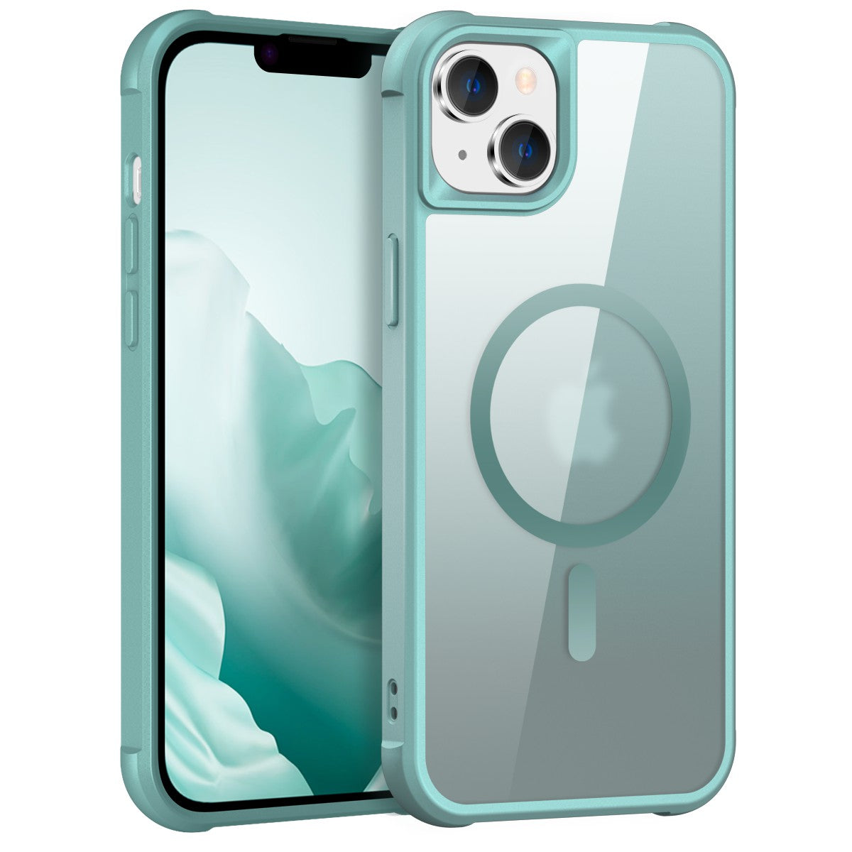 TPU+PC Phone Case for iPhone 15 Plus Anti-Fall Protective Phone Shell Compatible with MagSafe - Lake Blue