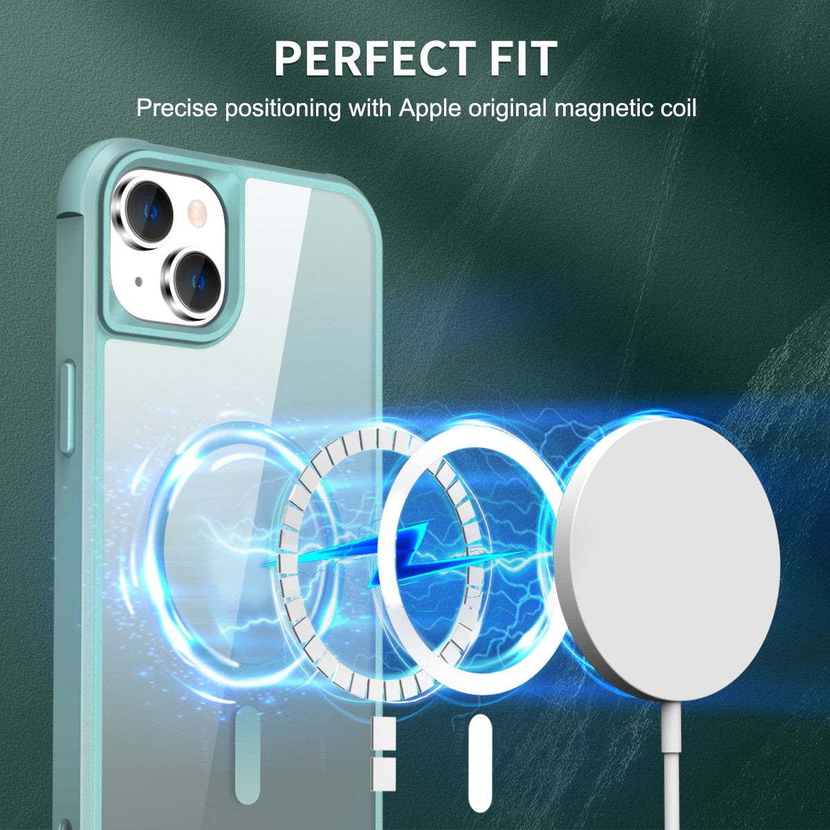 TPU+PC Phone Case for iPhone 15 Plus Anti-Fall Protective Phone Shell Compatible with MagSafe - Lake Blue
