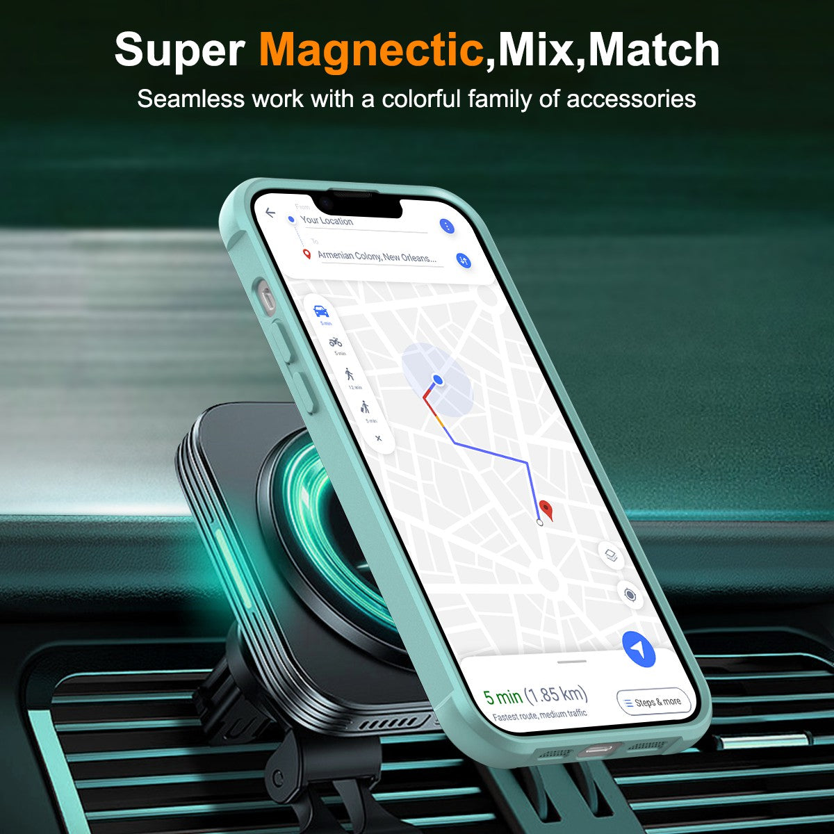 TPU+PC Phone Case for iPhone 15 Plus Anti-Fall Protective Phone Shell Compatible with MagSafe - Lake Blue