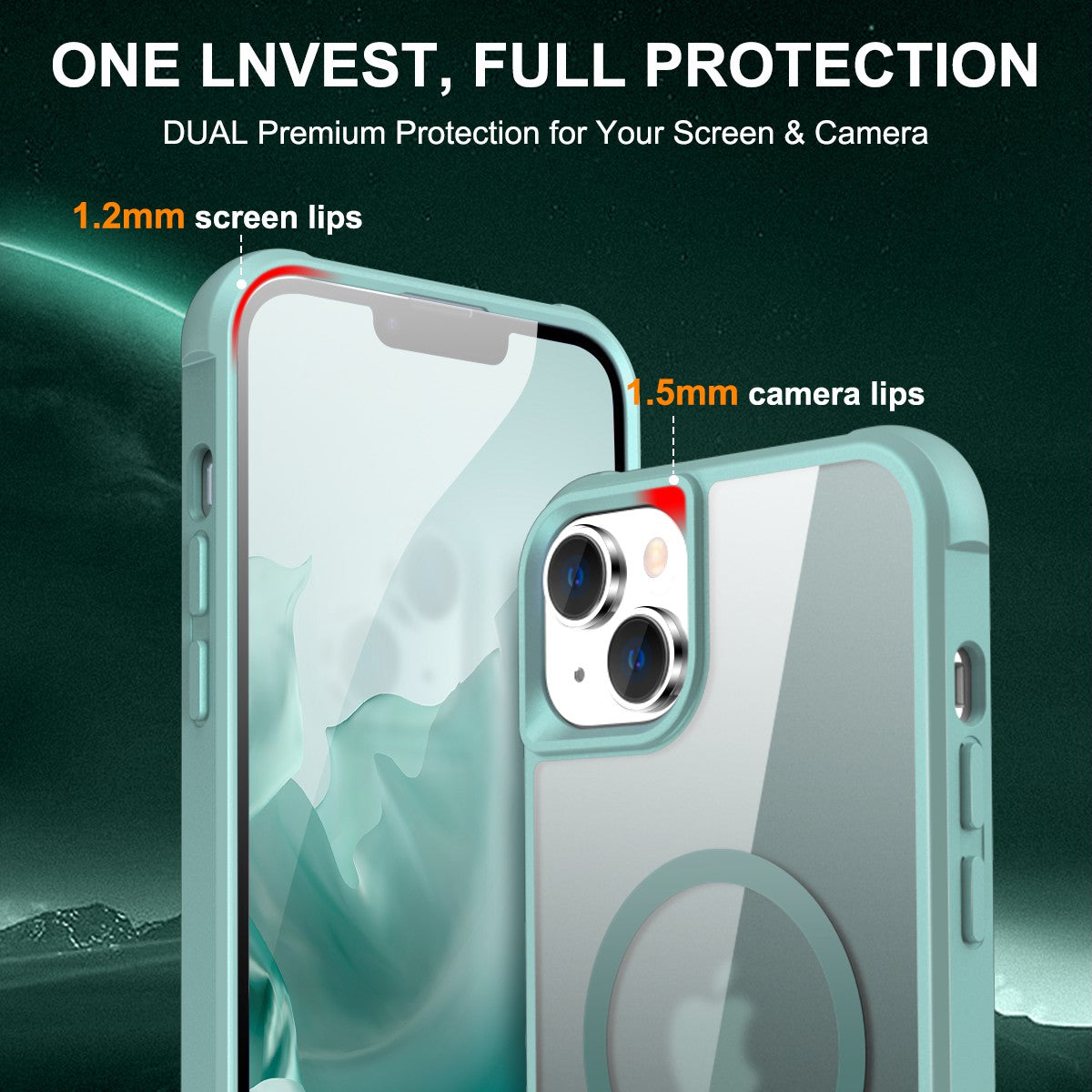 TPU+PC Phone Case for iPhone 15 Plus Anti-Fall Protective Phone Shell Compatible with MagSafe - Lake Blue