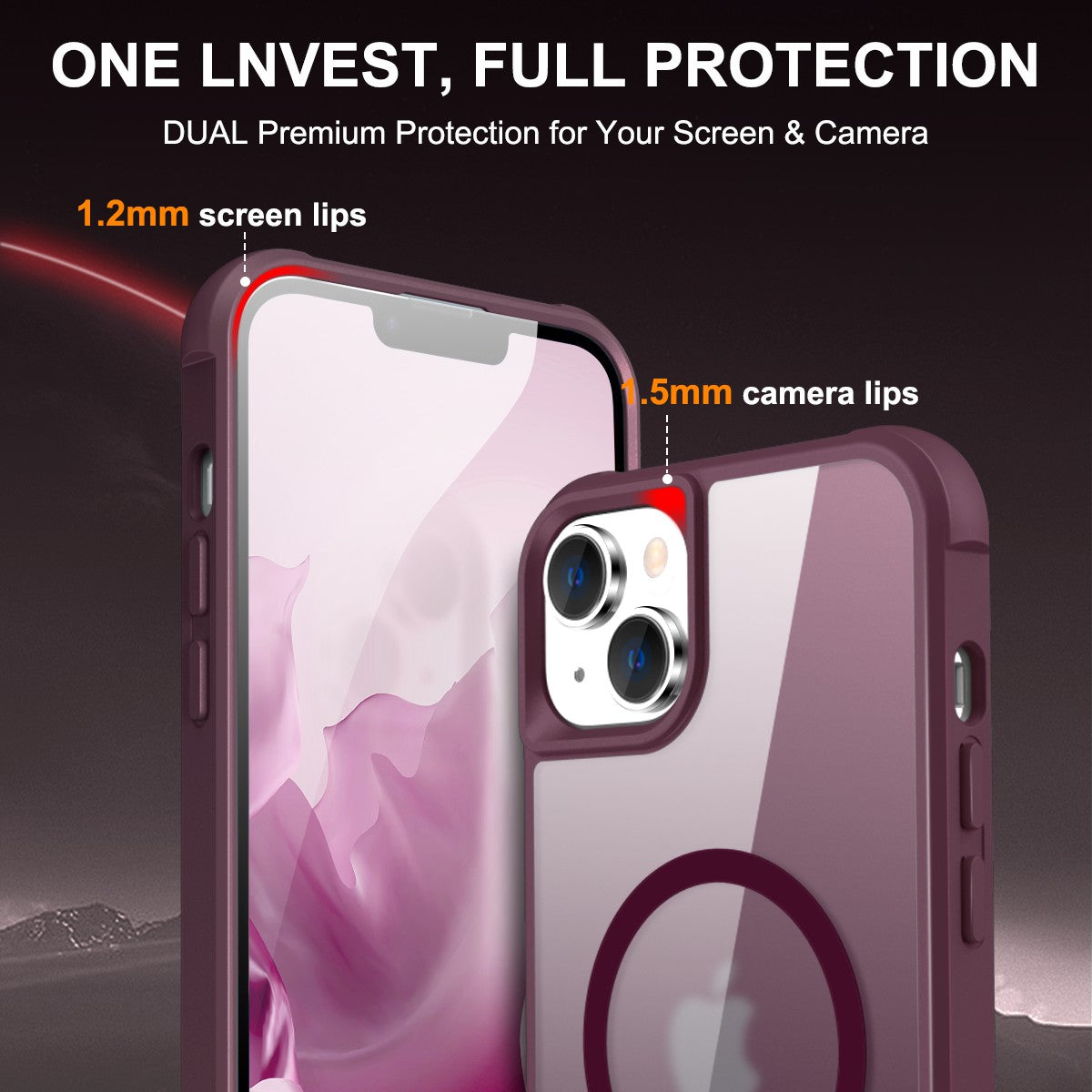 TPU+PC Phone Case for iPhone 15 Plus Anti-Fall Protective Phone Shell Compatible with MagSafe - Wine Red