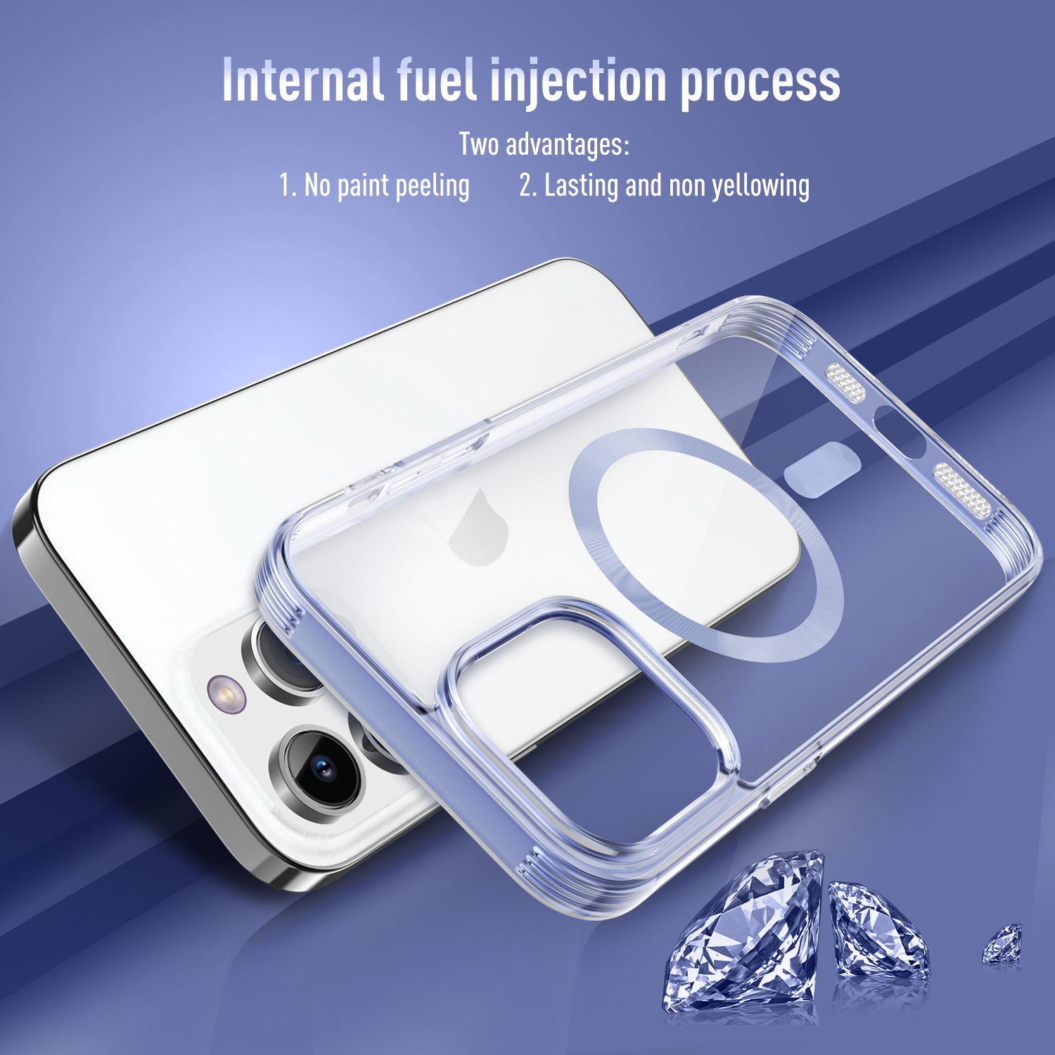 TPU+PC Phone Case for iPhone 15 Plus Anti-Drop Slim Phone Case Compatible with MagSafe - Transparent