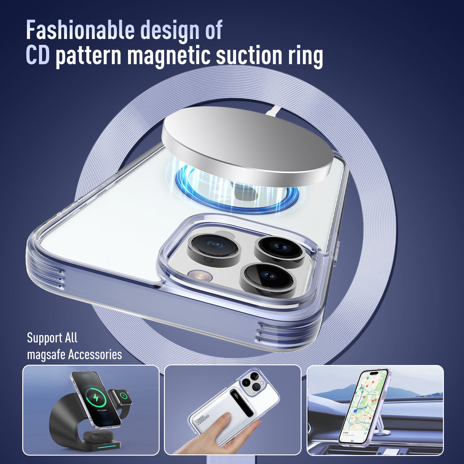 TPU+PC Phone Case for iPhone 15 Plus Anti-Drop Slim Phone Case Compatible with MagSafe - Transparent