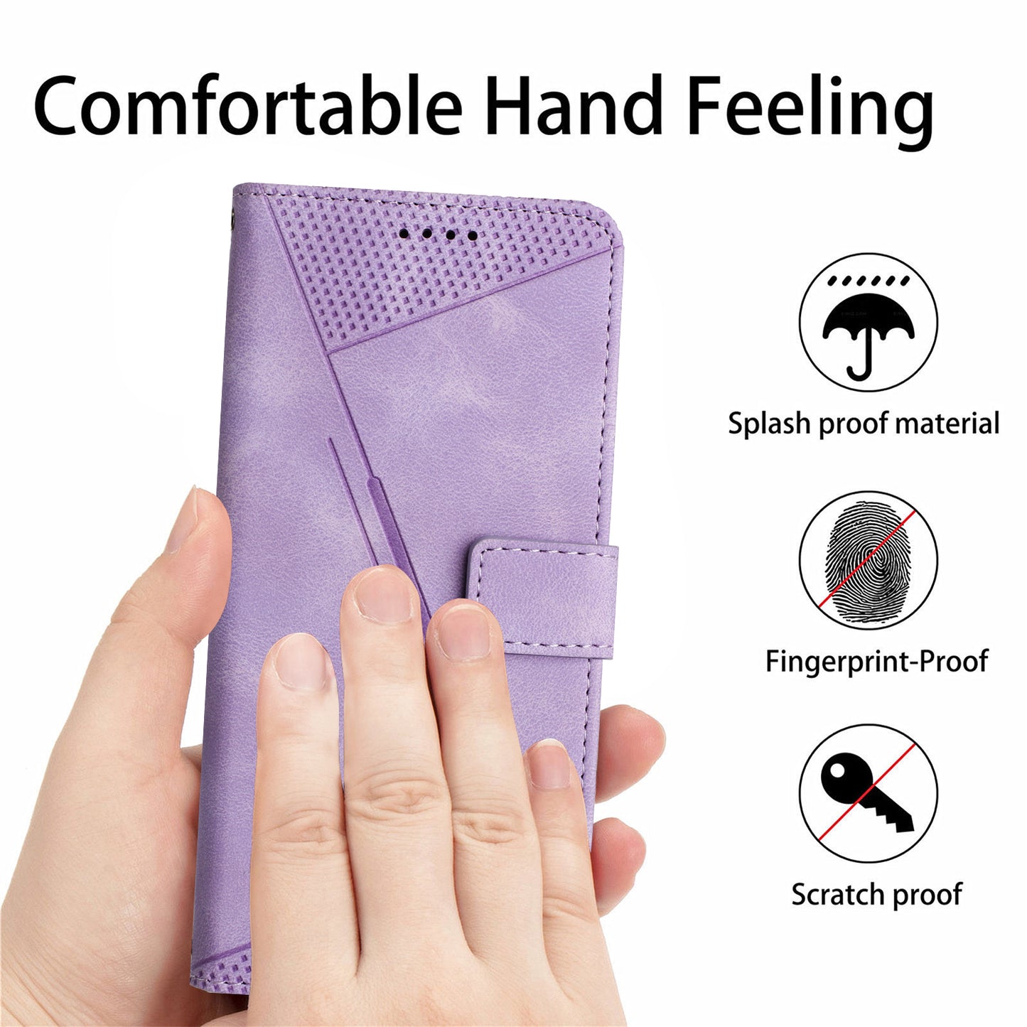 Triangle Imprinted Wallet Phone Case for OnePlus 11 5G , Stand PU Leather Anti-drop Cover - Purple