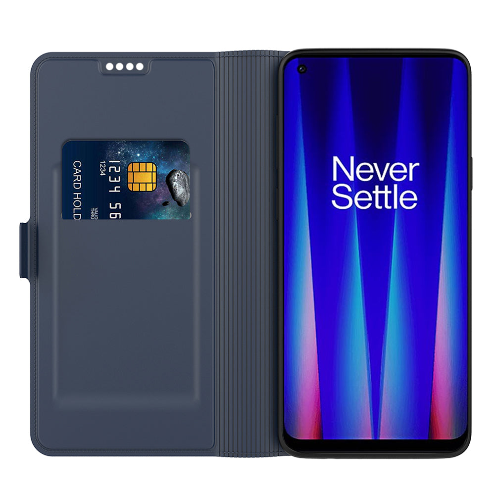 For OnePlus Ace 2 5G / 11R 5G Phone Cover Flip PU Leather Shell Shockproof Stand Phone Case with Card Slot - Blue