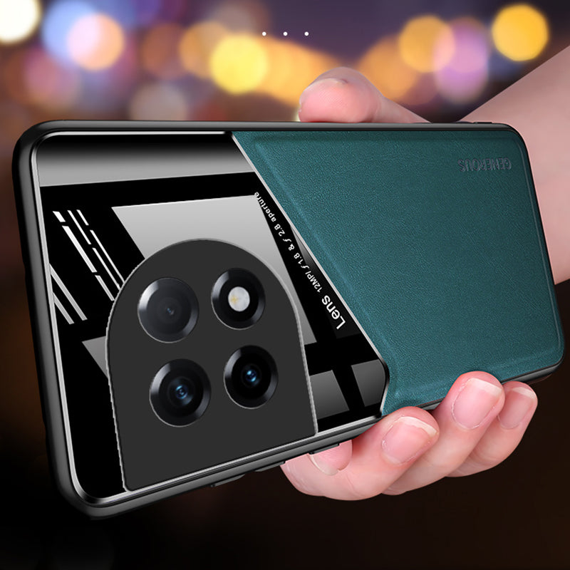 For OnePlus Ace 2 5G / 11R 5G Cover Leather+TPU+PC Cellphone Case Support Car Magnetic Holder - Green