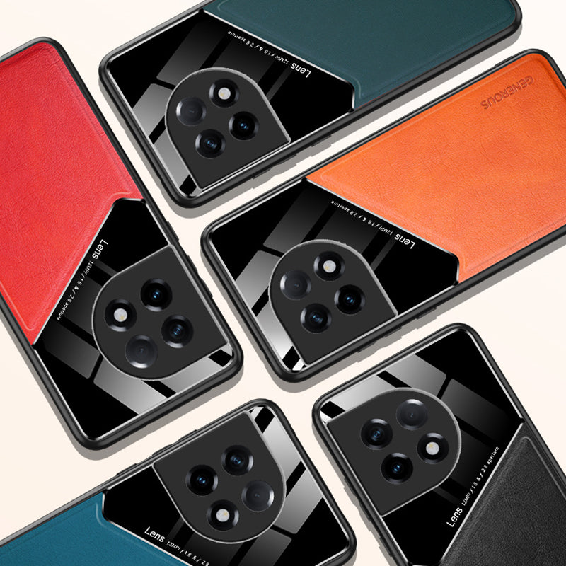 For OnePlus Ace 2 5G / 11R 5G Cover Leather+TPU+PC Cellphone Case Support Car Magnetic Holder - Red