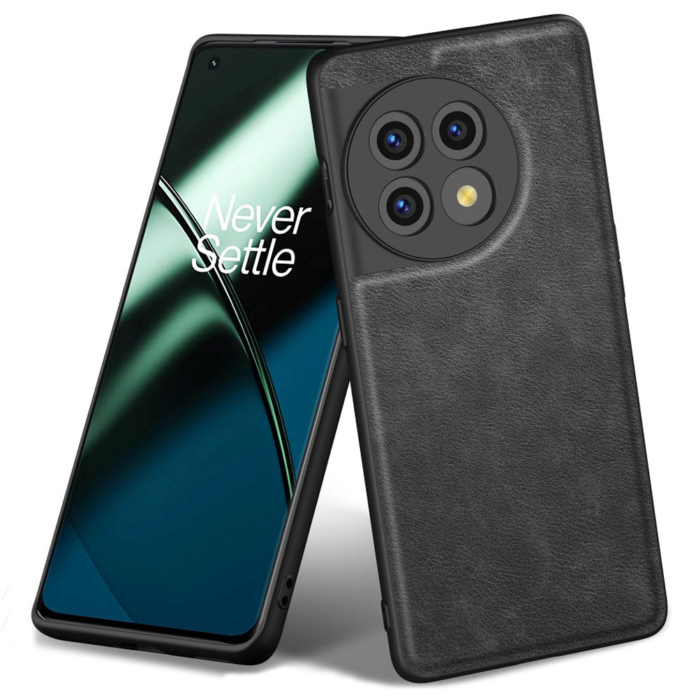For OnePlus 11 5G PU Leather+TPU+PC Phone Cover Retro Anti-scratch Cell Phone Case - Black