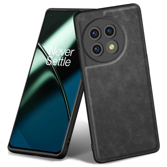 For OnePlus 11 5G PU Leather+TPU+PC Phone Cover Retro Anti-scratch Cell Phone Case - Black