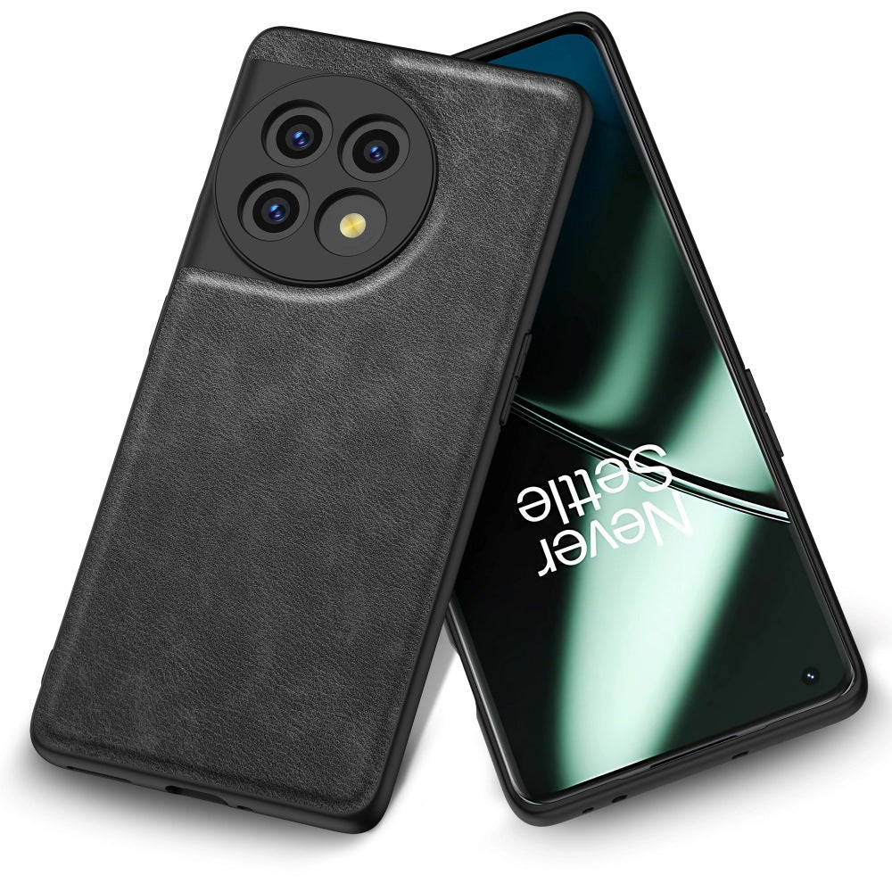 For OnePlus 11 5G PU Leather+TPU+PC Phone Cover Retro Anti-scratch Cell Phone Case - Black