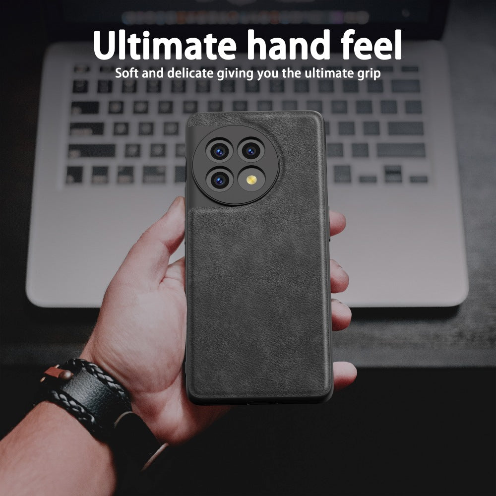 For OnePlus 11 5G PU Leather+TPU+PC Phone Cover Retro Anti-scratch Cell Phone Case - Black