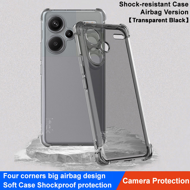 IMAK For Xiaomi Redmi Note 13 Pro+ 5G Airbag Corner Shock-absorbing Phone Case Clear TPU Cover - Transparent Black