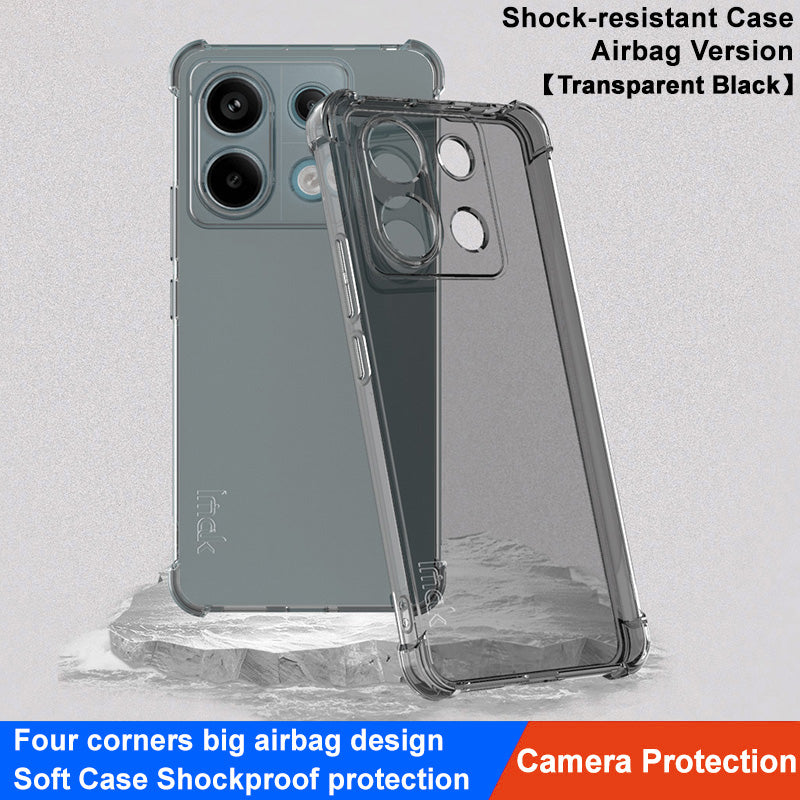 IMAK For Xiaomi Redmi Note 13 Pro 5G / Poco X6 5G Case Anti-Scratch TPU Cover Airbag Corner Anti-drop Phone Shell - Transparent Black