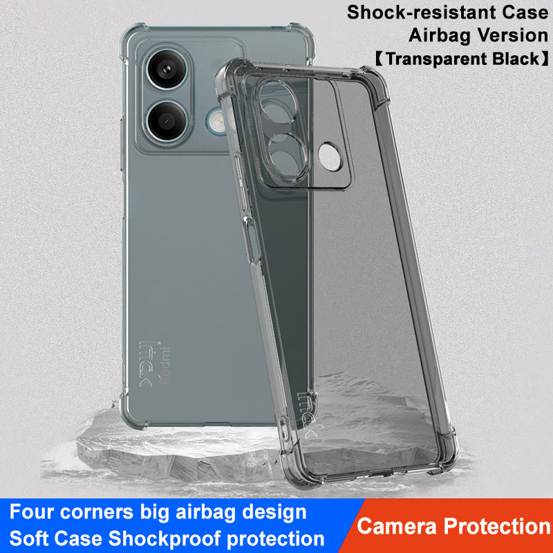 IMAK Phone Cover For Xiaomi Redmi Note 13 5G Case Clear Anti-drop Phone Shell - Transparent Black