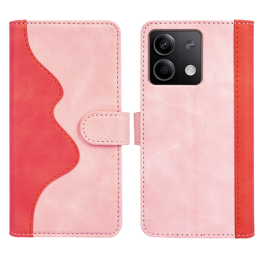 For Xiaomi Redmi Note 13 5G (China) Phone Case PU Leather+TPU Wallet Stand Shock-absorbing Cover - Pink