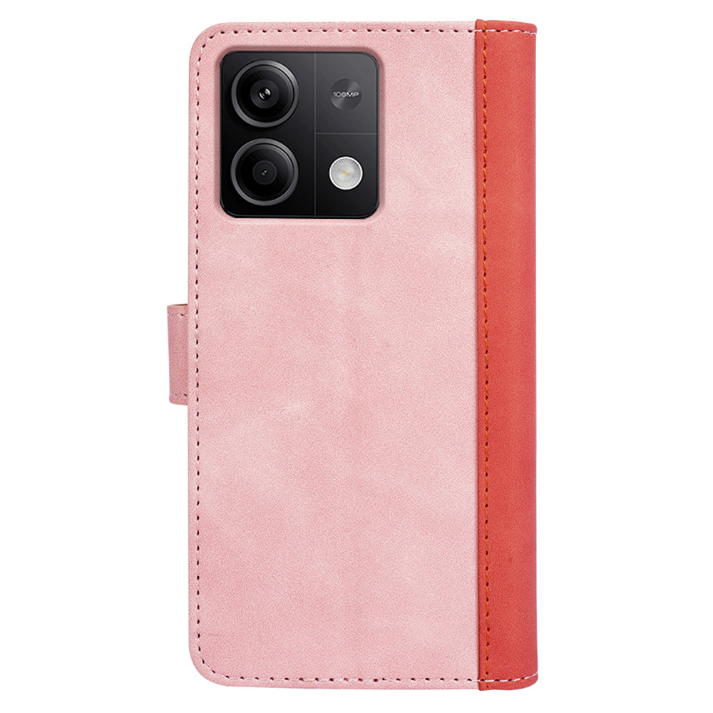 For Xiaomi Redmi Note 13 5G (China) Phone Case PU Leather+TPU Wallet Stand Shock-absorbing Cover - Pink