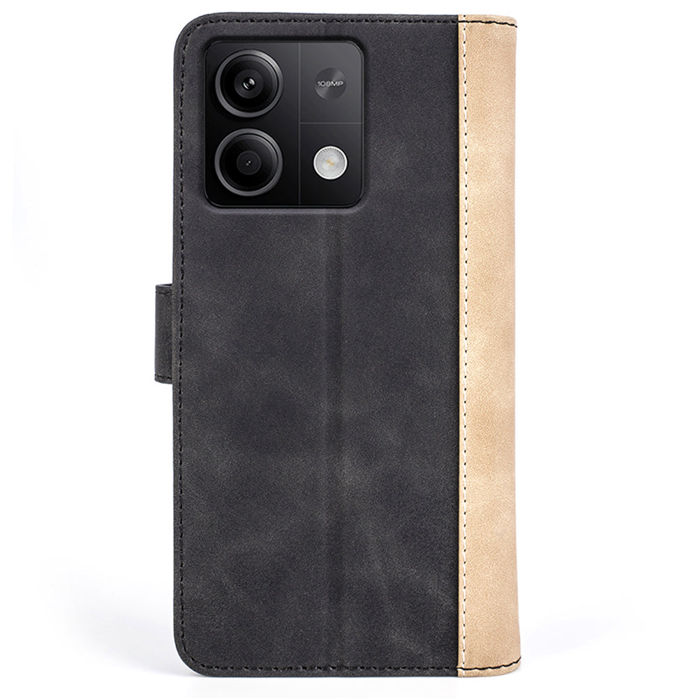 For Xiaomi Redmi Note 13 5G (China) Phone Case PU Leather+TPU Wallet Stand Shock-absorbing Cover - Black