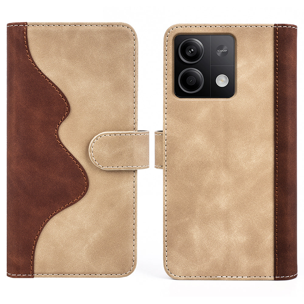 For Xiaomi Redmi Note 13 5G (China) Phone Case PU Leather+TPU Wallet Stand Shock-absorbing Cover - Yellow