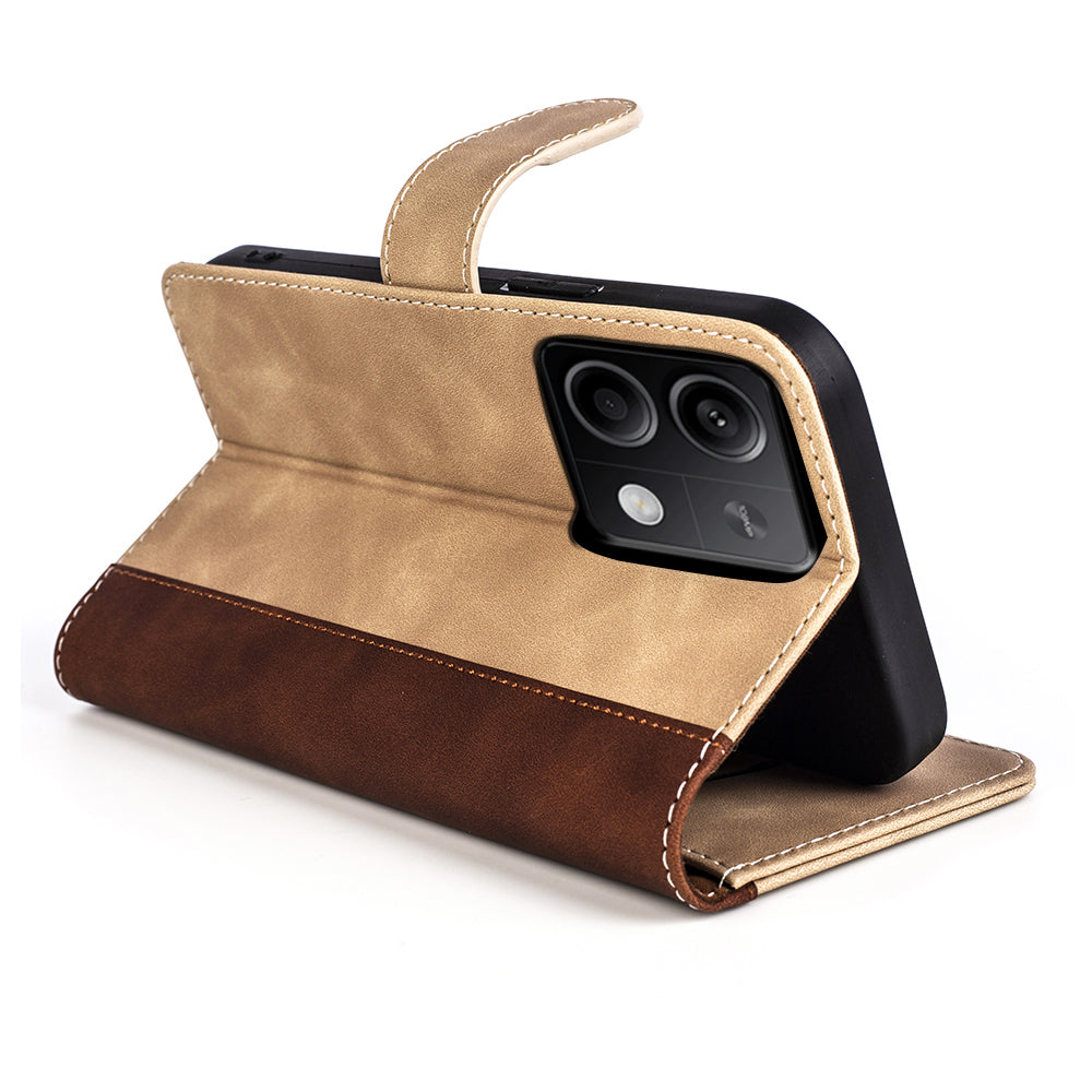 For Xiaomi Redmi Note 13 5G (China) Phone Case PU Leather+TPU Wallet Stand Shock-absorbing Cover - Yellow