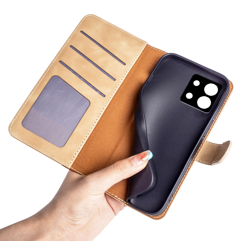 For Xiaomi Redmi Note 13 5G (China) Phone Case PU Leather+TPU Wallet Stand Shock-absorbing Cover - Yellow