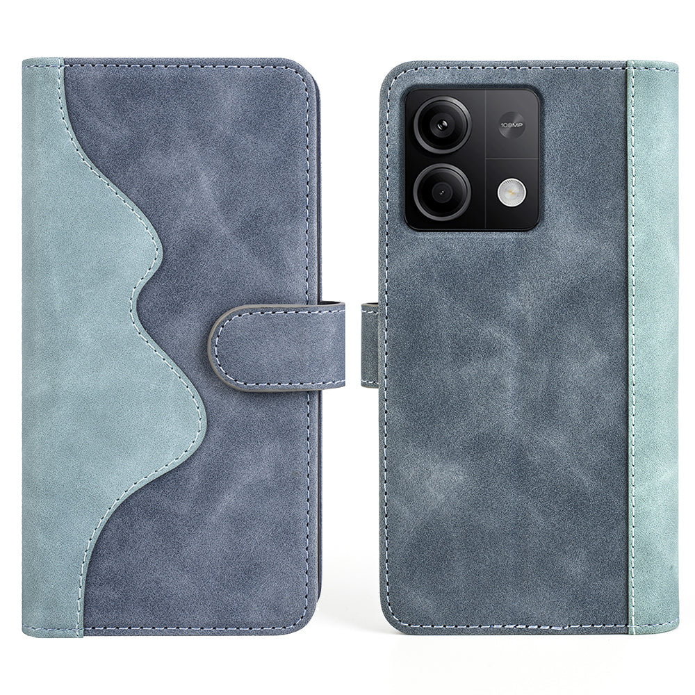 For Xiaomi Redmi Note 13 5G (China) Phone Case PU Leather+TPU Wallet Stand Shock-absorbing Cover - Blue