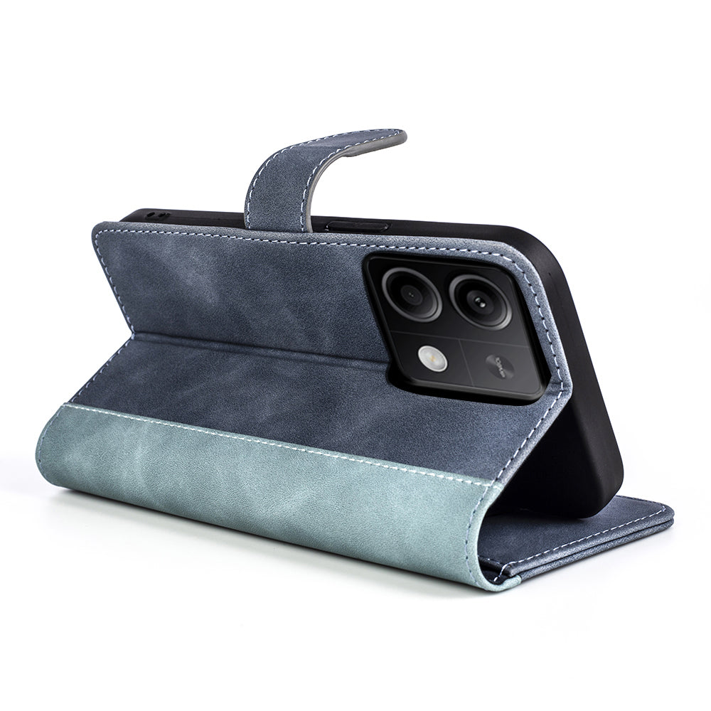 For Xiaomi Redmi Note 13 5G (China) Phone Case PU Leather+TPU Wallet Stand Shock-absorbing Cover - Blue