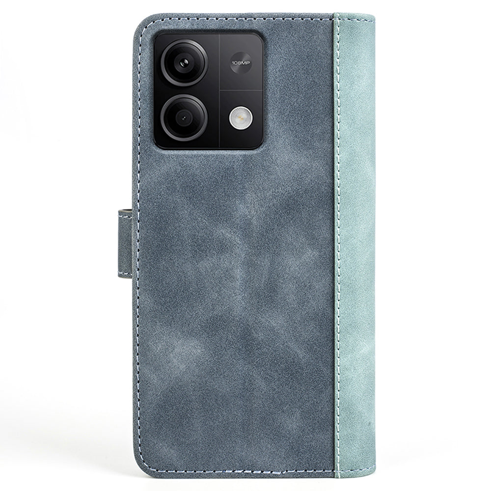 For Xiaomi Redmi Note 13 5G (China) Phone Case PU Leather+TPU Wallet Stand Shock-absorbing Cover - Blue