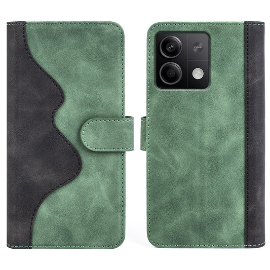 For Xiaomi Redmi Note 13 5G (China) Phone Case PU Leather+TPU Wallet Stand Shock-absorbing Cover - Green