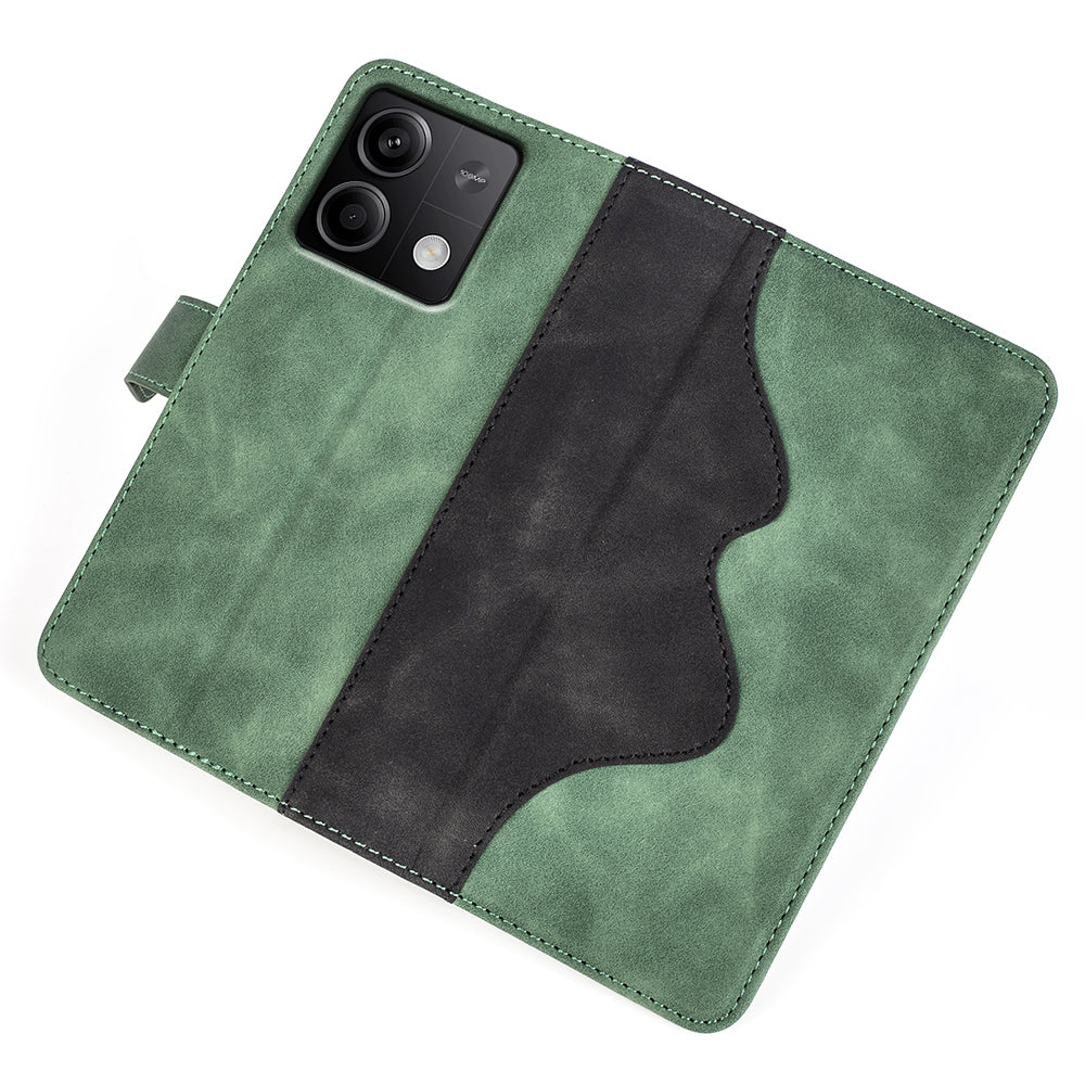 For Xiaomi Redmi Note 13 5G (China) Phone Case PU Leather+TPU Wallet Stand Shock-absorbing Cover - Green