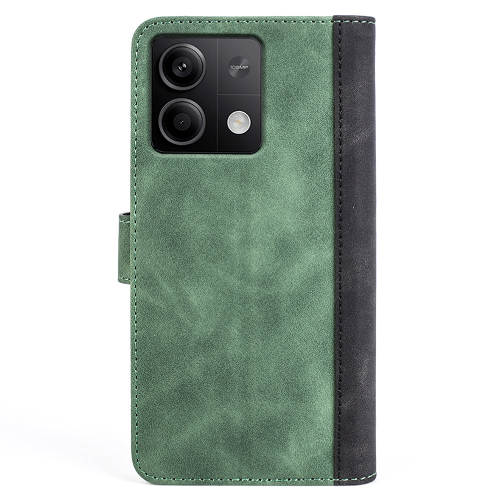 For Xiaomi Redmi Note 13 5G (China) Phone Case PU Leather+TPU Wallet Stand Shock-absorbing Cover - Green